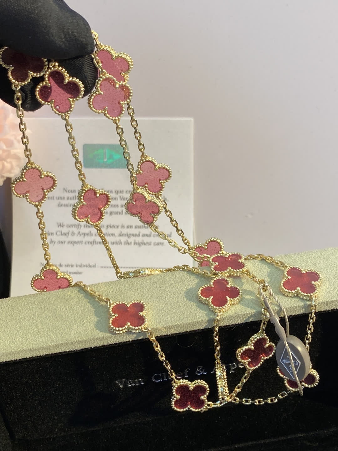 Van Cleef & Arpels Vintage Alhambra Pink Gold Necklace Van Cleef & Arpels Vintage Alhambra Pink Gold Necklace